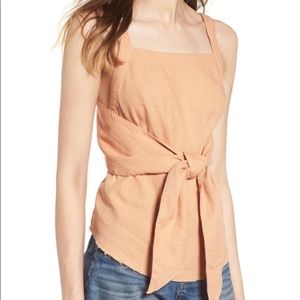 BP Tie Front Linen Blend Tank Top S